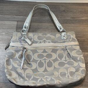 Coach Silver and Gray Shoulder Bag